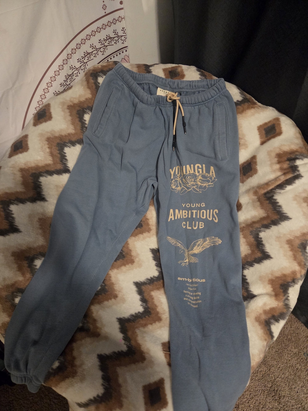 Young Ambitious Club Men's Blue Graphic Sweatpants